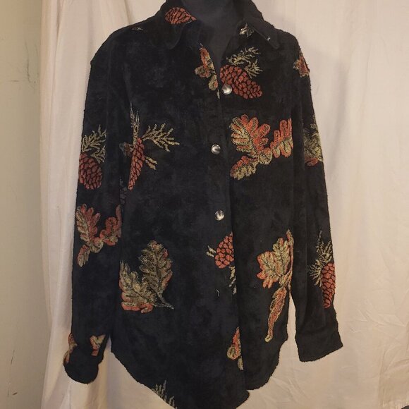 Cedar Island Black, Red & Orange Fall Over Shirt, Size L - Picture 1 of 7